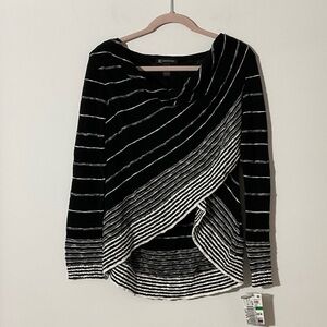INC International Concepts Black Sweater with White Stitching